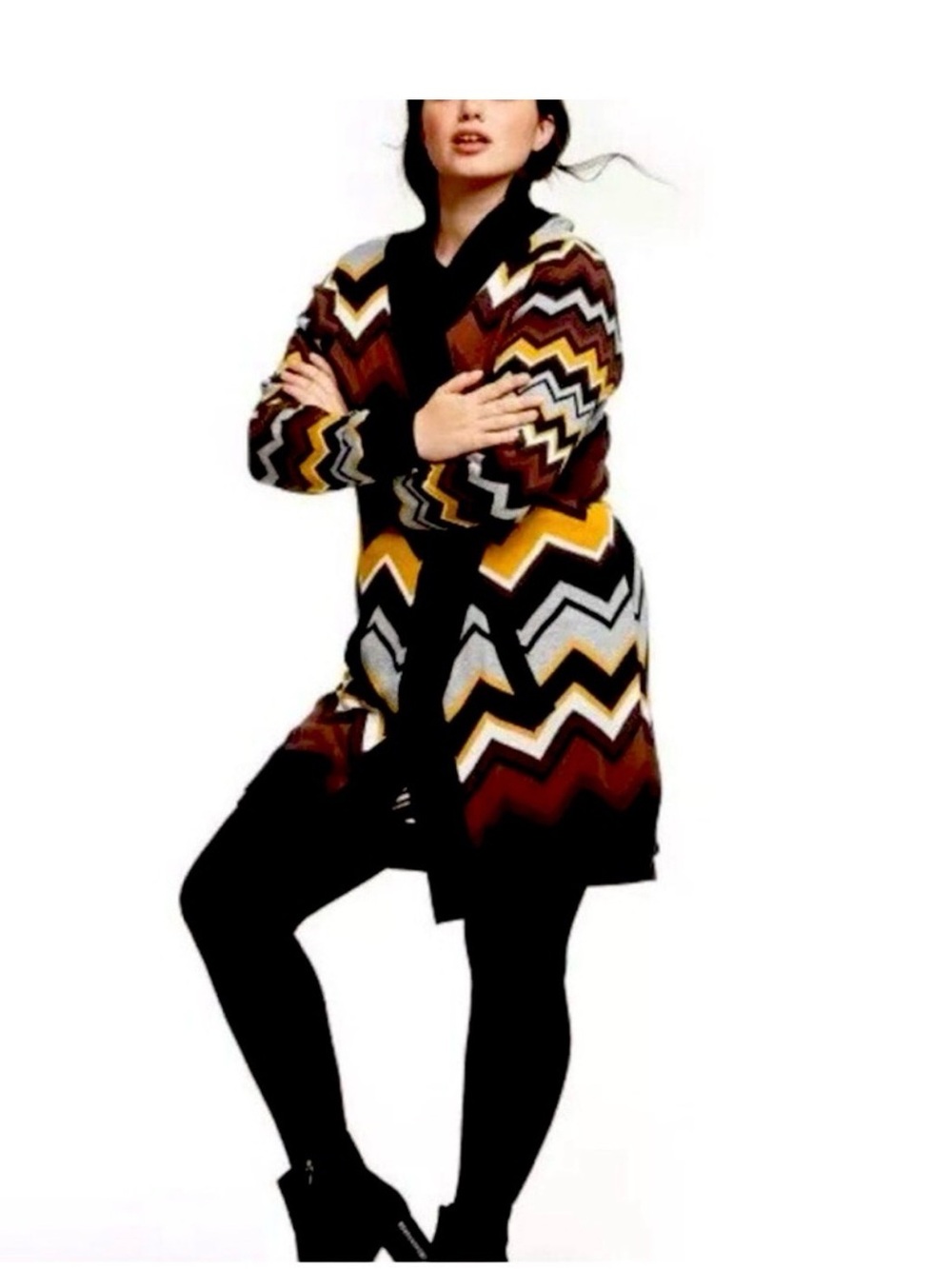 Missoni for Target Chevron Open-Front Cardigan - Multi Brown Yellow Black Cream